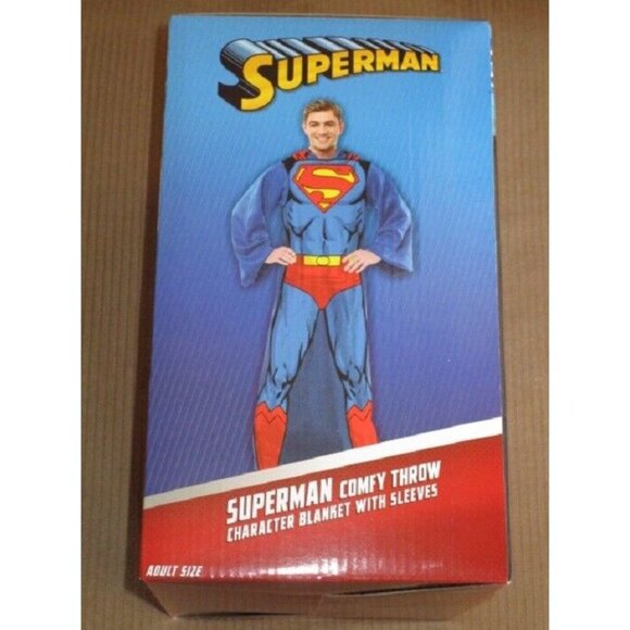New Official Superman Fleece Blanket Robe Sleeves Super Man Hero NIB DC Comics - Picture 2 of 3